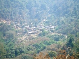 Looking down on Phou Sai village from the track
